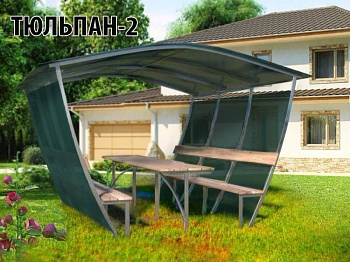 Беседка Тюльпан - Титан 2 метра с обшивкой. Мангал в подарок!